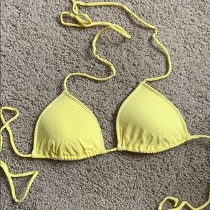 Yellow triangle bikini top